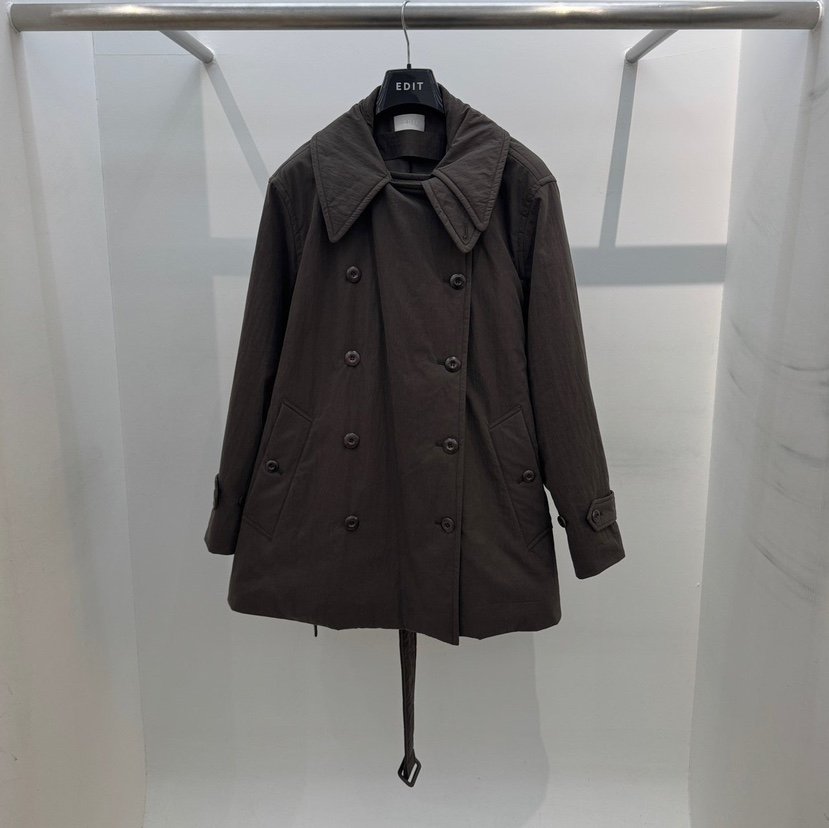 EDIT東大門實拍女裝新品人氣真品休閑職業短款大衣含腰帶EDIT短款大衣