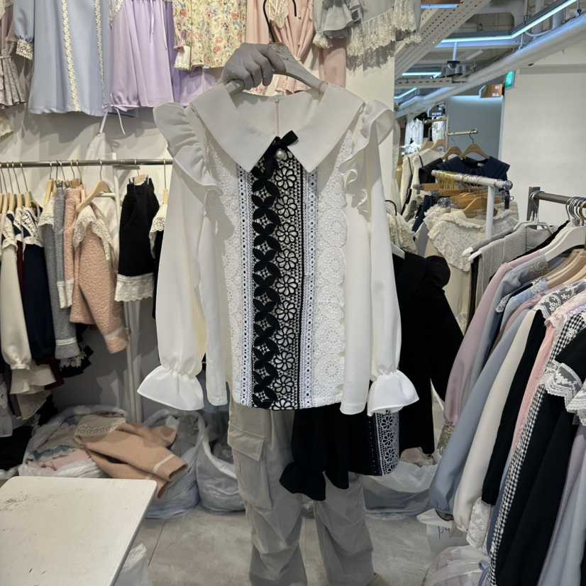 PAPA東大門代購女裝新品真品熱賣時尚休閑職業襯衫蕾絲衫Papaine/HALMADE襯衫/蕾絲衫