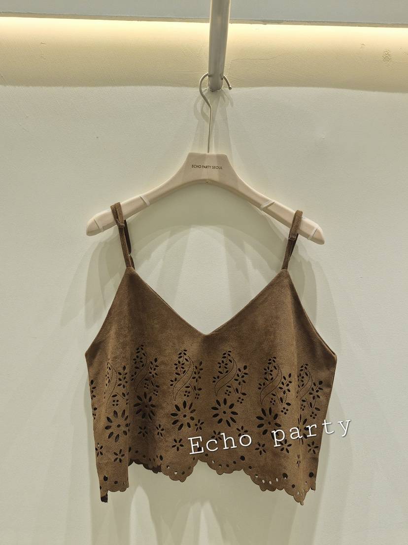ECHOPARTY東大門實拍女士新款人氣真品吊帶背心絨面革鏤空Echo party吊帶/背心