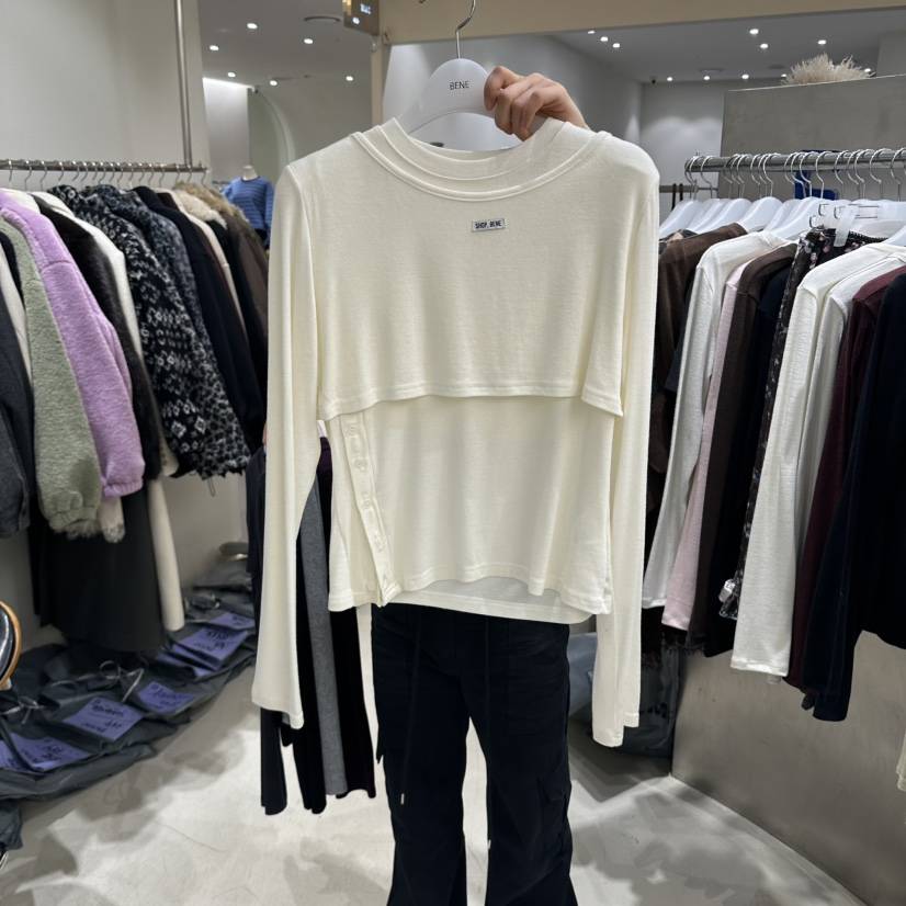 BENE韓國代購女士新品熱賣人氣真品休閑推薦時尚長袖T恤雙層SHOP BENE_Bene長袖T恤