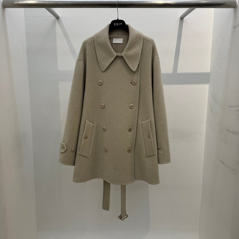 EDIT東大門代購女裝新品人氣熱賣真品休閑中長款大衣含腰帶EDIT中長款大衣