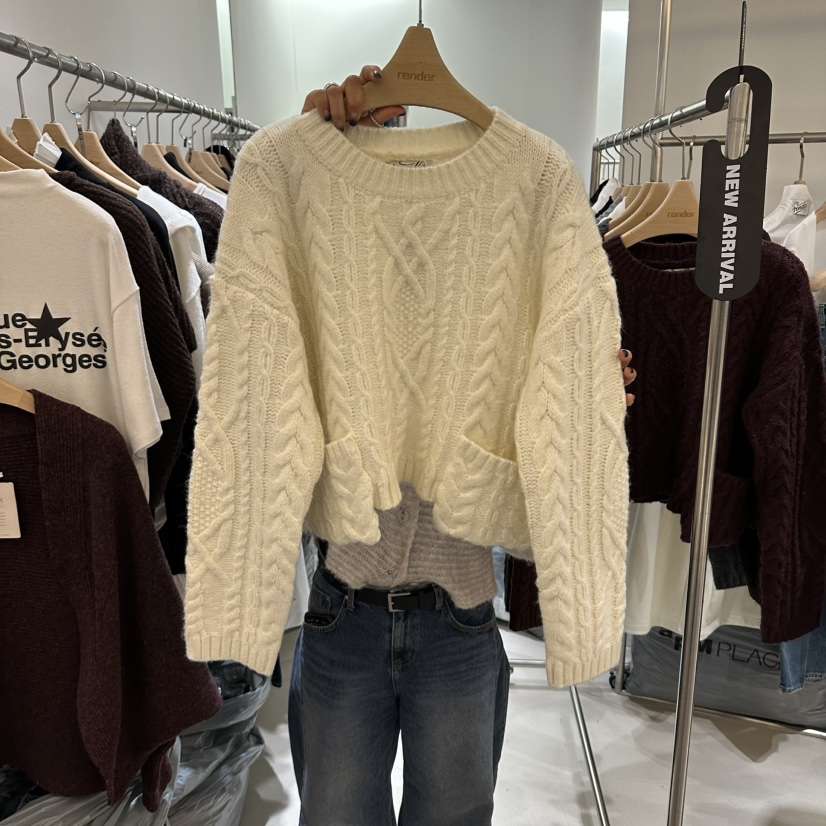 RENDER東大門代購女裝新款推薦真品人氣毛衣麻花針織口袋RENDER毛衣