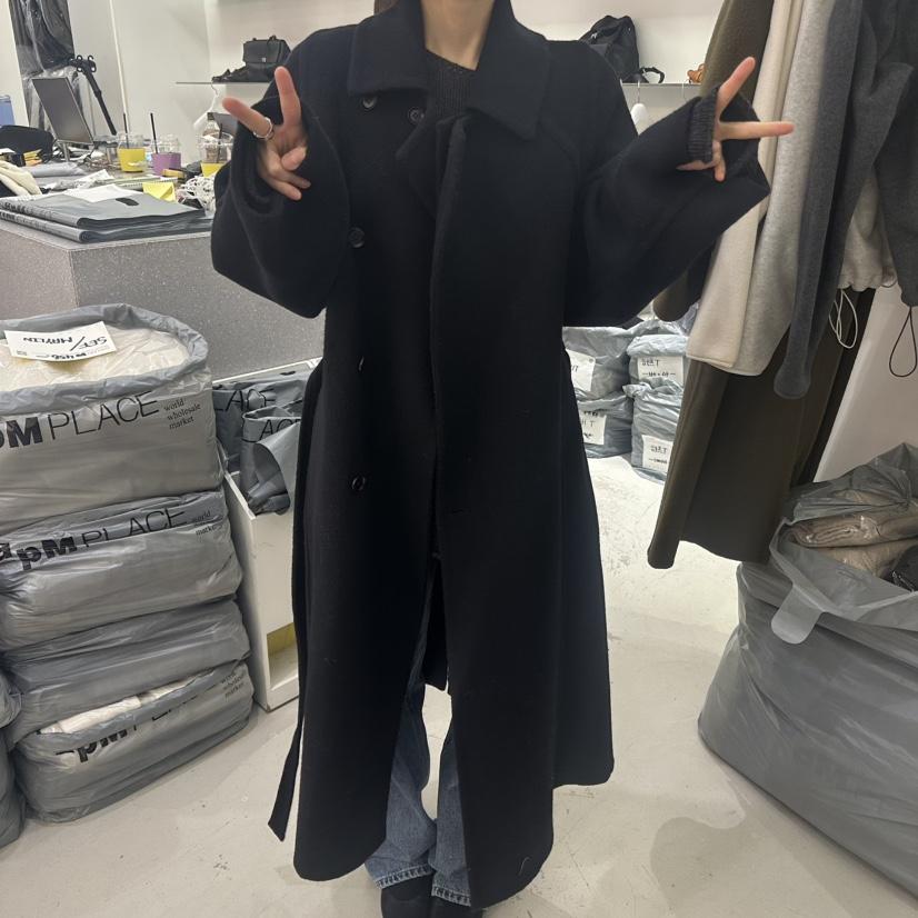 GALLERY-P東大門直郵女士新品熱賣時尚中長款大衣含腰帶GALLERY-P中長款大衣