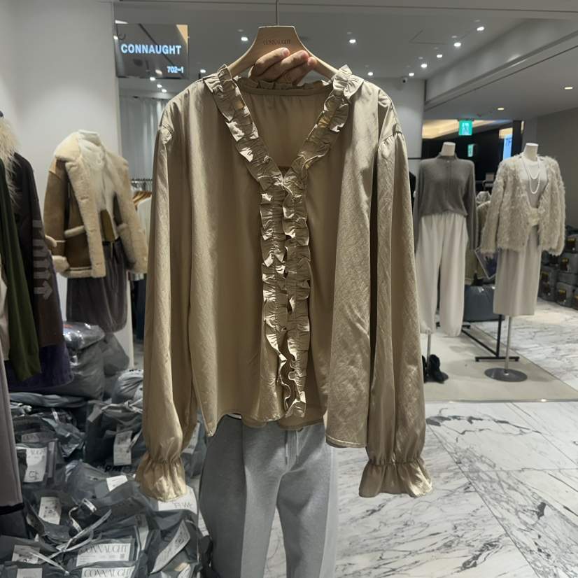CONNAUGHT/DAILYJUD韓國代購女裝新品熱賣襯衫蕾絲衫褶邊CONNAUGHT/DAILYJUD襯衫/蕾絲衫