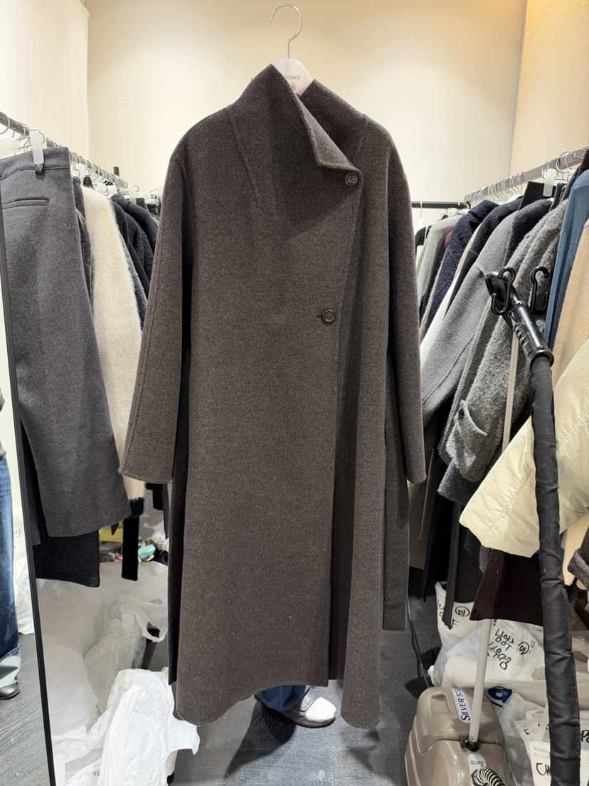 WOOD SAGE東大門代購女裝新款休閑中長款大衣含腰帶紐扣WOOD SAGE中長款大衣