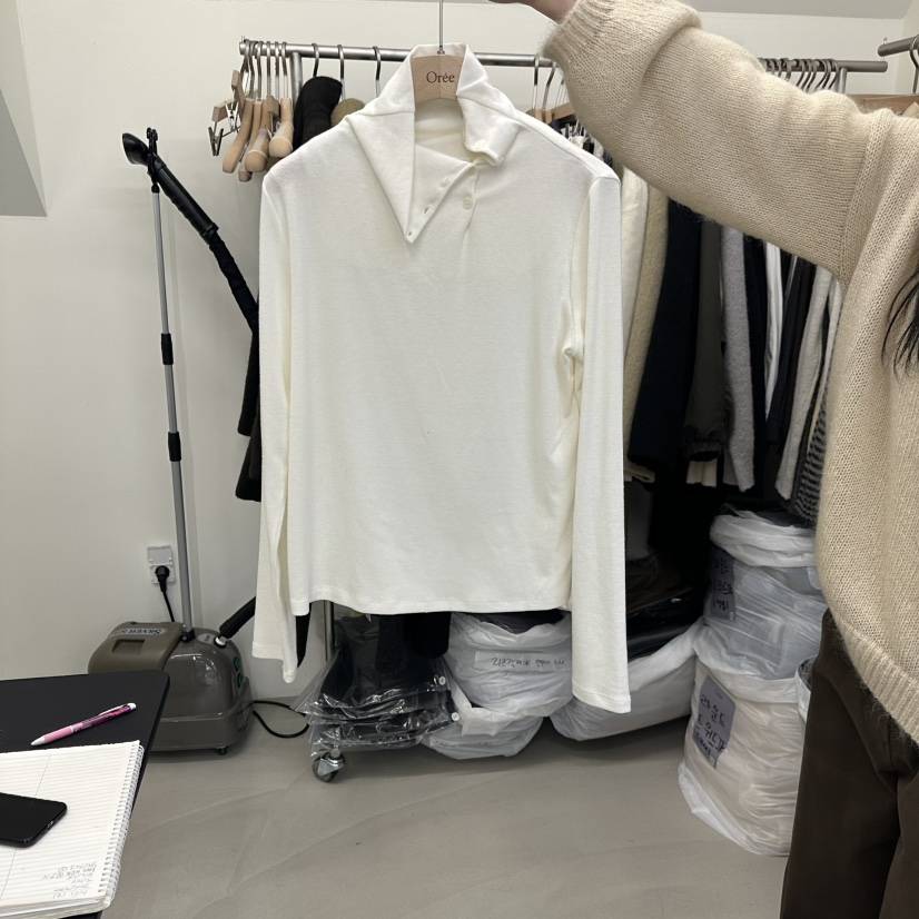 OREE東大門實拍女士新款推薦真品人氣時尚熱賣長袖T恤折疊Oree長袖T恤