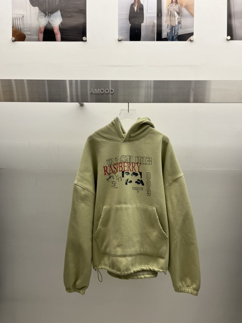 AMOOD東大門實拍26秋季加絨連帽衛衣連帽衫加絨口袋抓絨抽繩柔AMOOD衛衣
