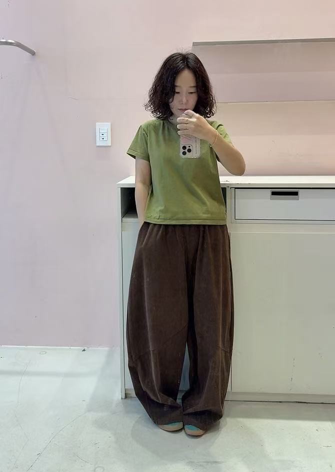 NEAR韓國代購26秋季燈芯絨闊腿休閑褲寬松NEAR休閑褲