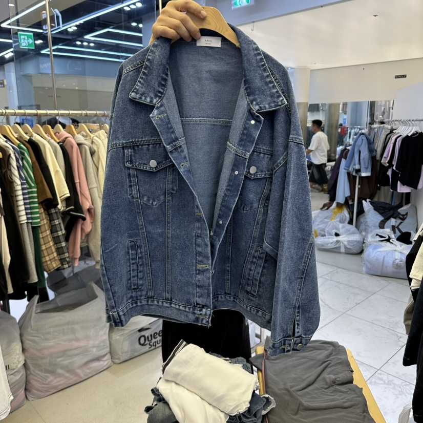 K STORY東大門代購26秋冬寬松翻領牛仔夾克兔子翻領寬松K STORY夾克