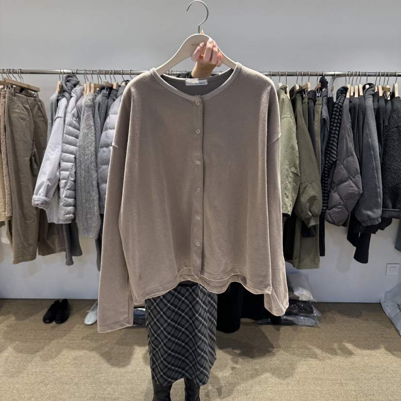 SELF SERVICE/MASOF韓國代購26秋冬圓領寬松開衫單排扣直筒落SELF SERVICE/MASOF開衫
