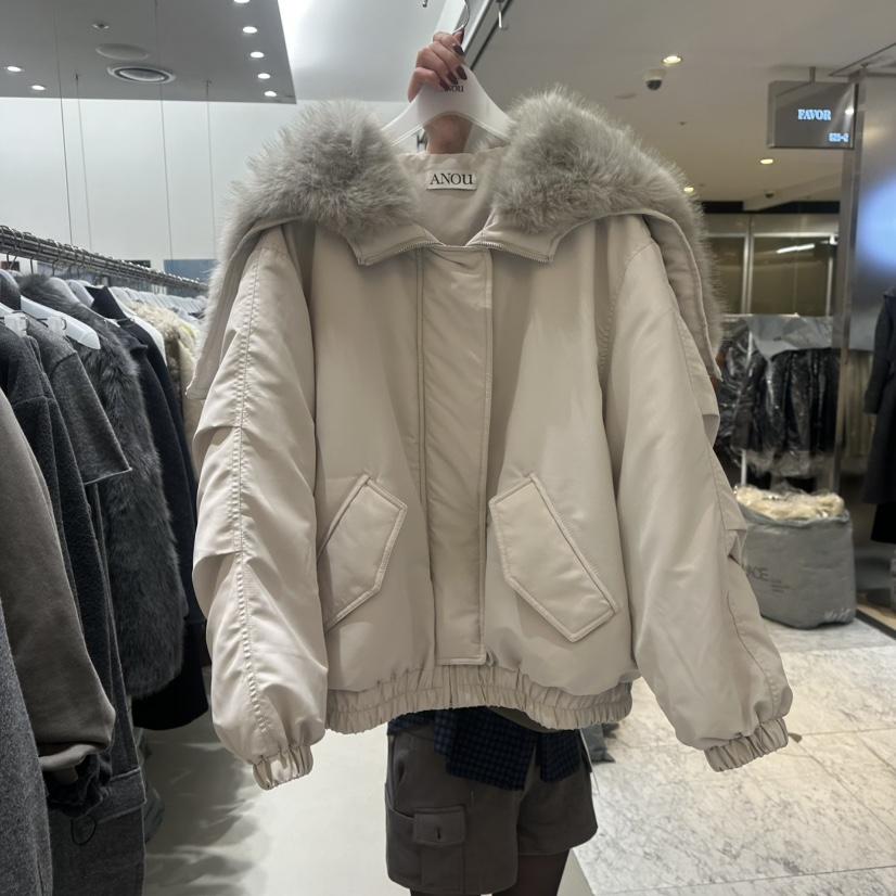 ANOU東大門代購26秋冬寬松落肩短款羽絨服落肩寬松鴨絨ANOU短款羽絨服