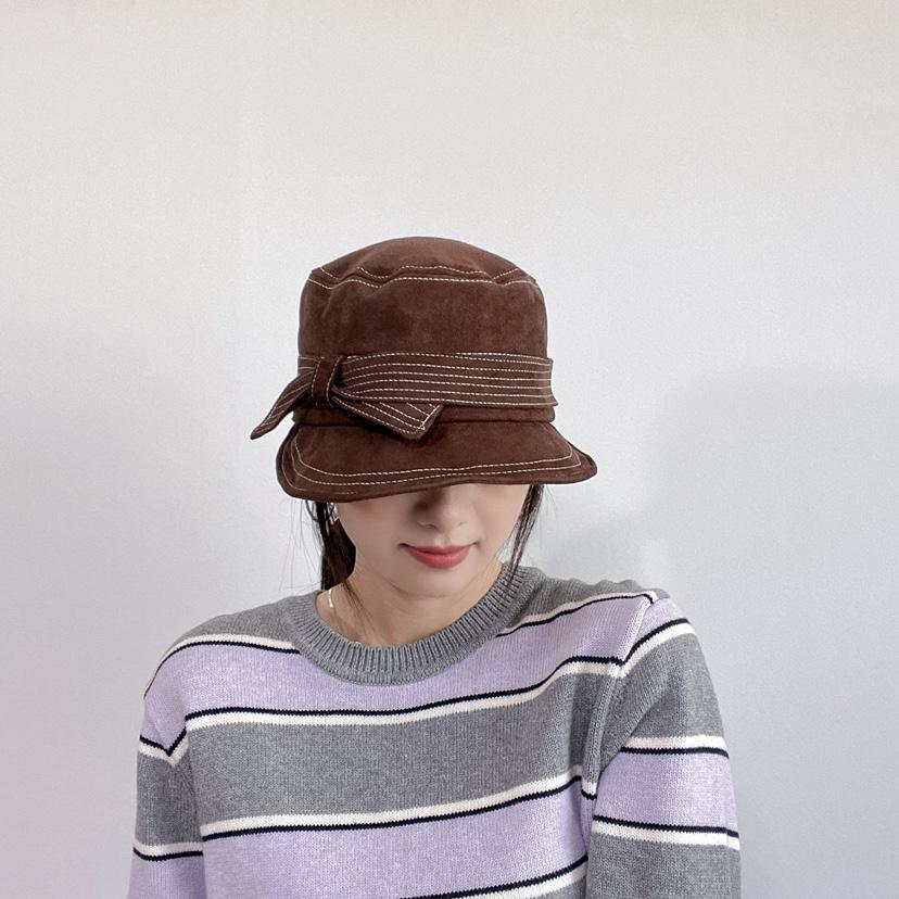LOVELY HAT東大門實拍26秋冬絨面蝴蝶結裝飾漁夫帽帽子蝴蝶結LOVELY HAT帽子