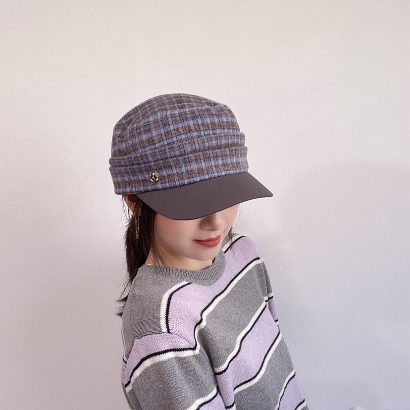 LOVELY HAT東大門直郵26秋季復古格紋硬頂鴨嘴帽帽子格紋LOVELY HAT帽子