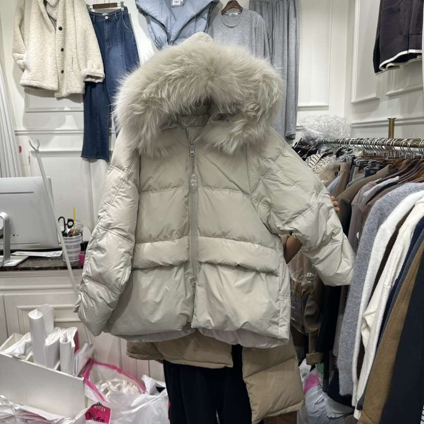 J.RITZY東大門直郵26秋季短款毛領羽絨服短款羽絨服拉鏈開合羽J.RITZY短款羽絨服