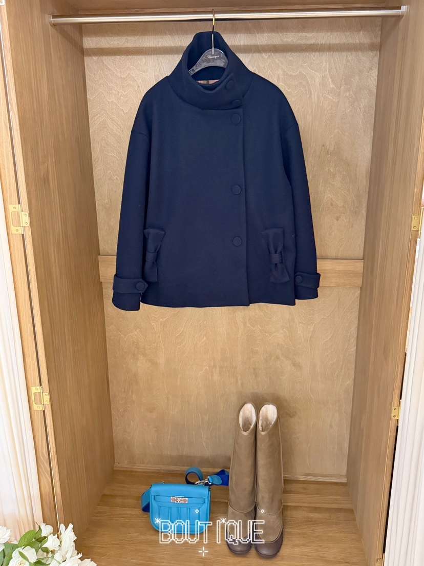 BOUTIQUE-L東大門直郵26秋季短款立領蝴蝶結大衣短款大衣蝴蝶BOUTIQUE-L短款大衣