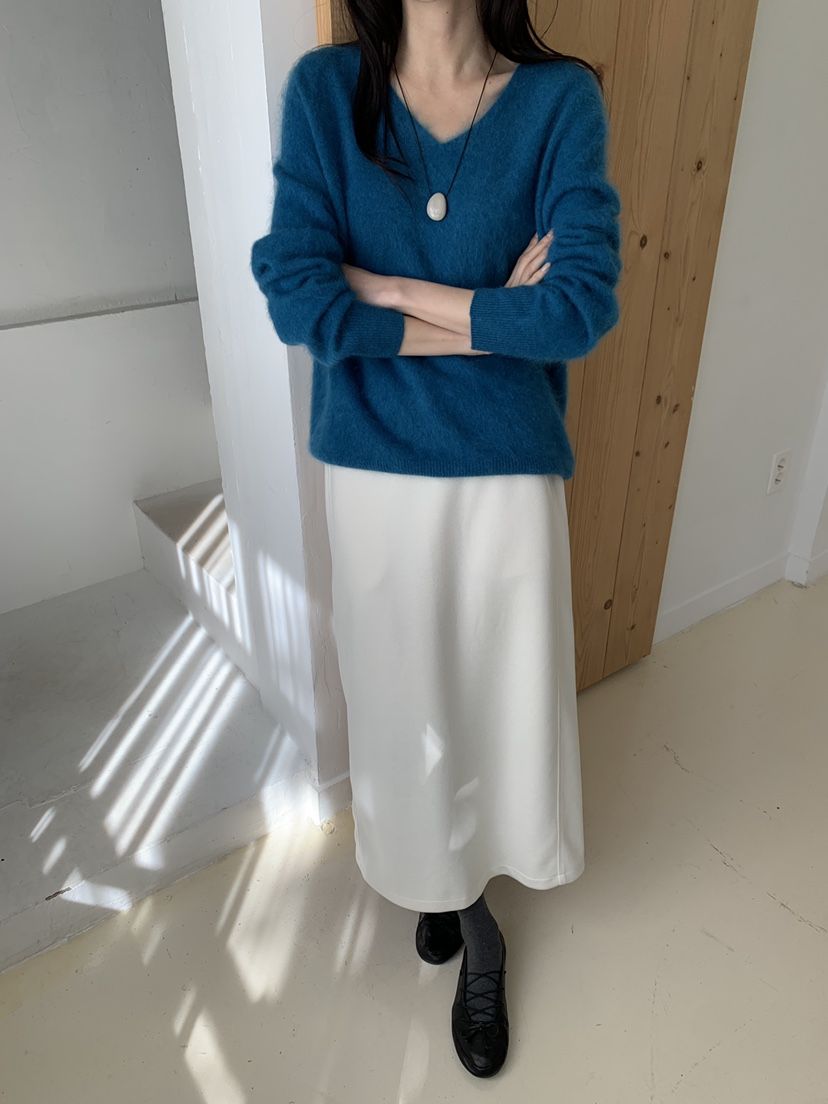 ATHEA東大門直郵26秋冬寬松V領針織直筒長裙套裝V領直筒高腰落ATHEA長裙