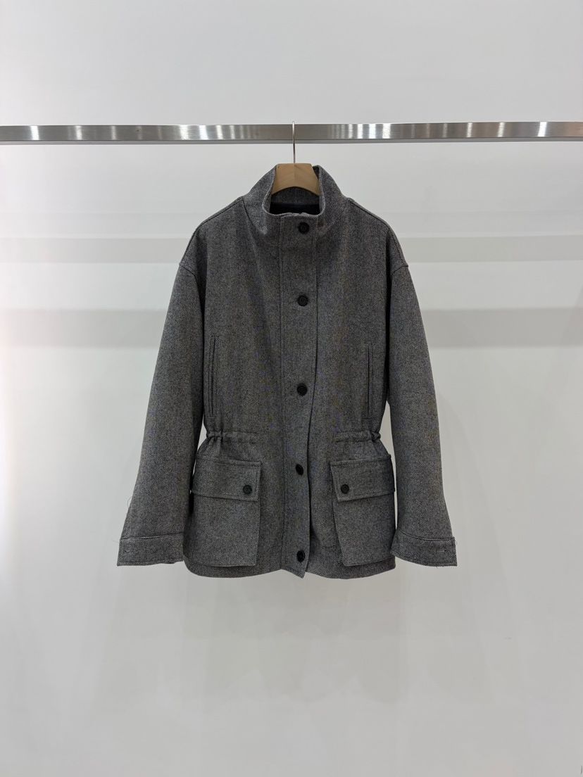 J_SHOP東大門代購26秋冬立領收腰工裝短大衣短款大衣單排扣立J_SHOP短款大衣
