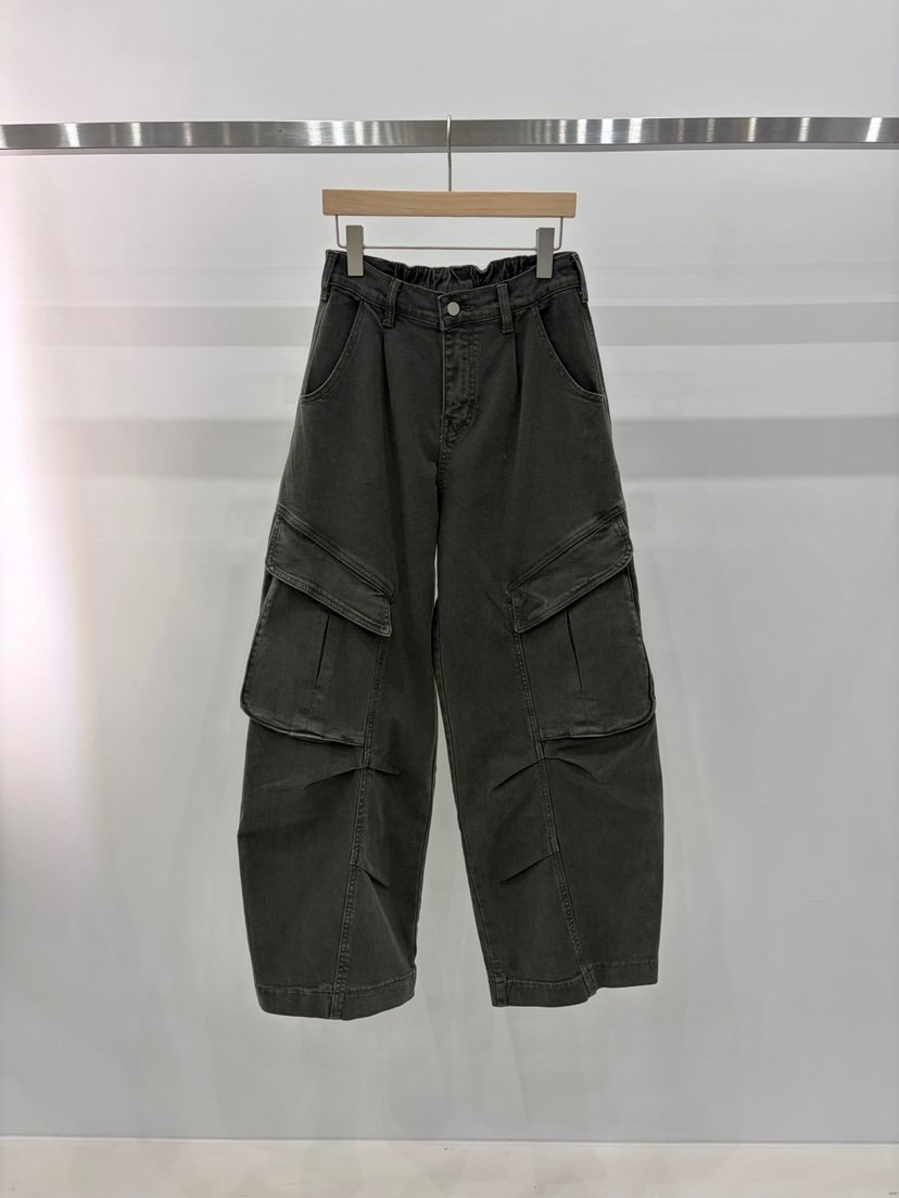 J_SHOP韓國代購26秋冬工裝闊腿休閑褲工裝褲褶裥寬松J_SHOP休閑褲