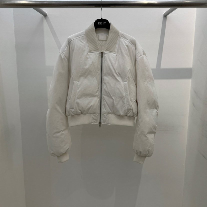 EDIT韓國代購26秋季棒球領短款鵝絨羽絨服短款羽絨服短款落肩EDIT短款羽絨服