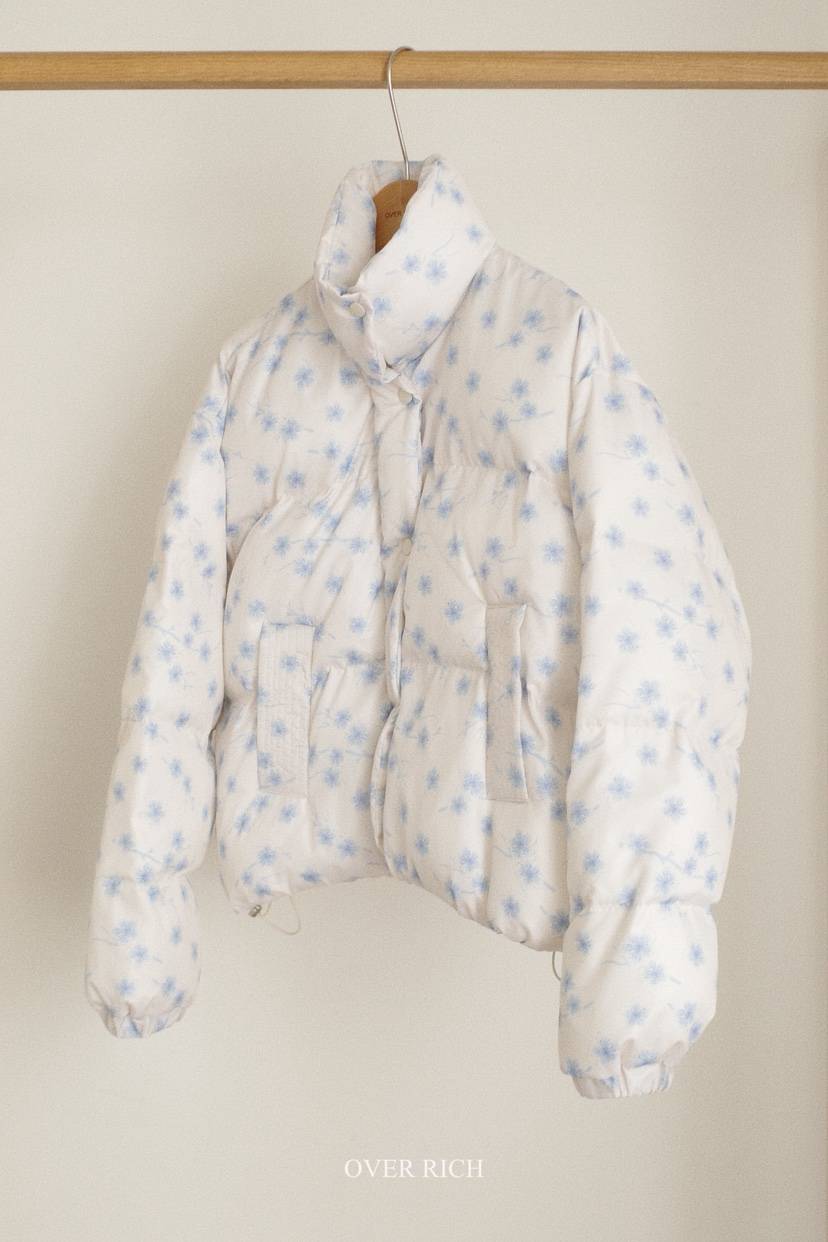 OVER RICH東大門直郵女裝新款推薦休閑短款棉服羽絨服花朵OVER RICH短款棉服