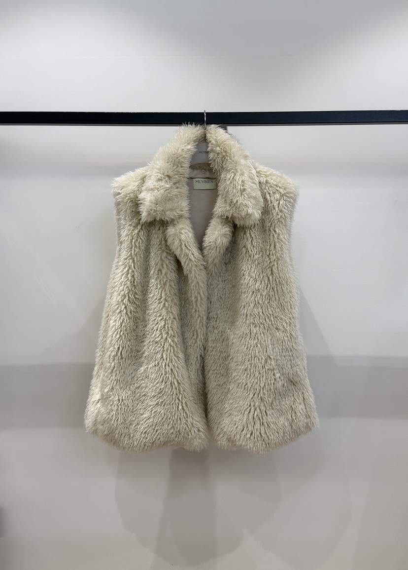 MUYBIEN東大門代購26秋冬毛絨翻領無袖保暖馬甲翻領寬松無袖MUYBIEN馬甲