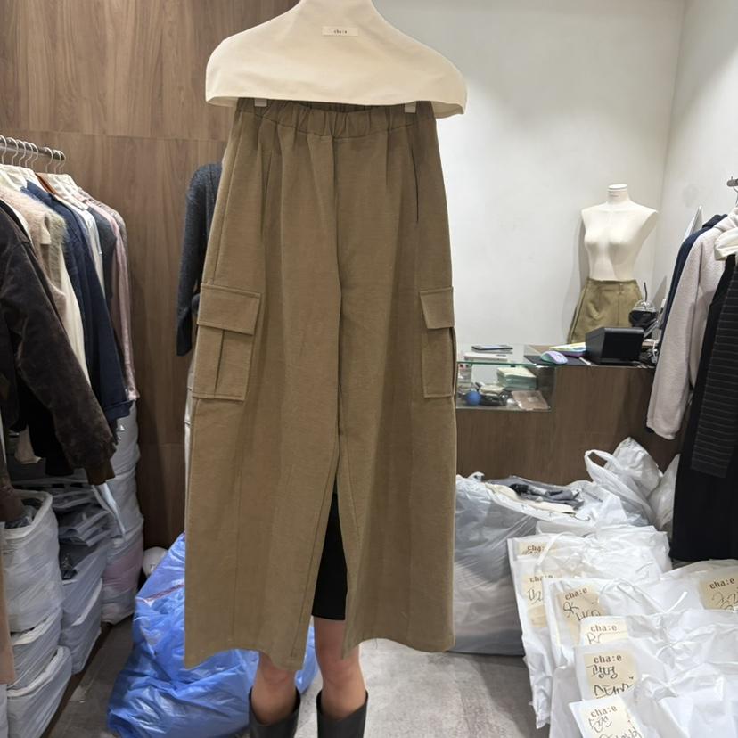 CHAE韓國代購26秋冬寬松直筒工裝休閑褲口袋加絨抓絨直筒寬松CHAE休閑褲