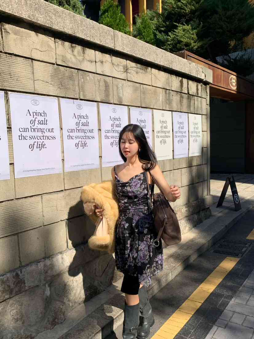 OUPPT韓國直郵26秋冬浪漫碎花吊帶連衣裙OUPPT連衣裙