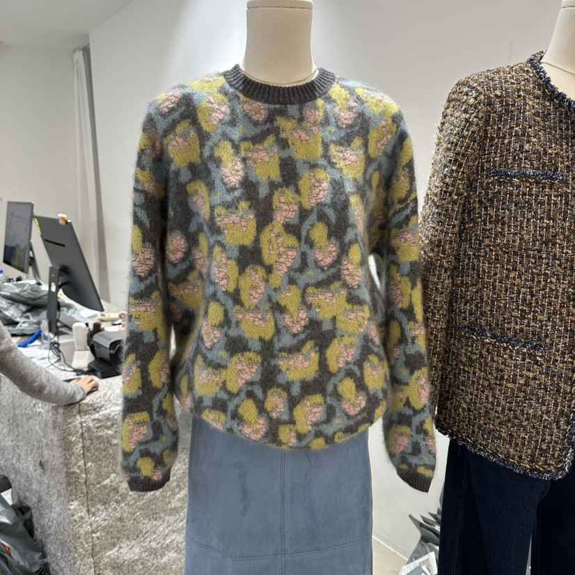 NEROLI 36東大門代購26秋冬復古花卉寬松針織毛衣針織衫印花提NEROLI 36針織衫