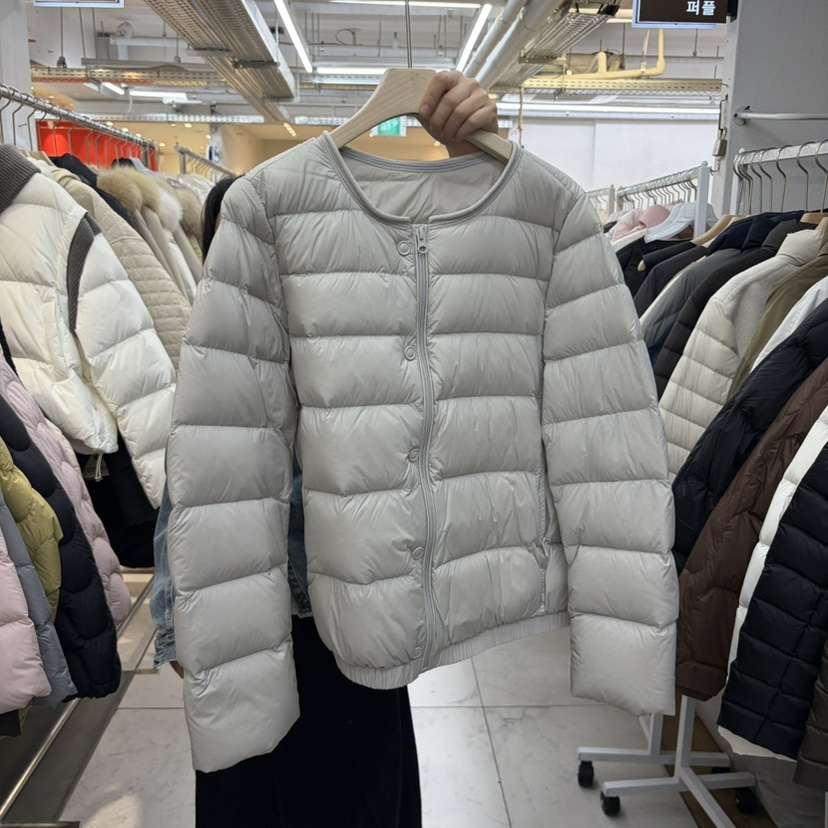 WMSTORY/SIMPLE PARK韓國代購26秋冬圓領絎縫鵝絨短款羽絨服羽WMSTORY/SIMPLE PARK短款羽絨服