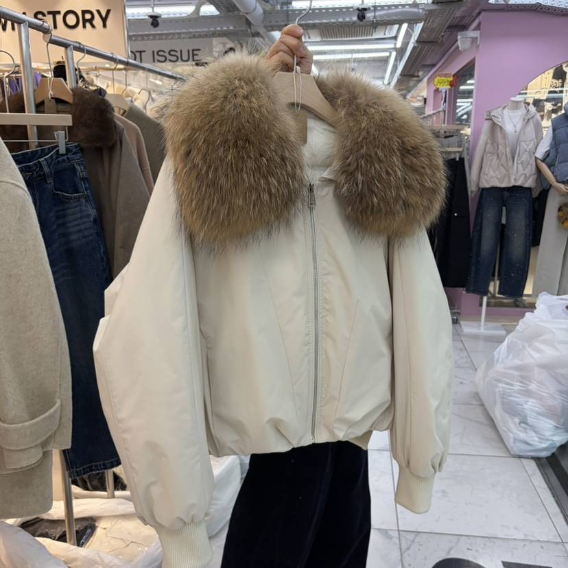 WMSTORY/SIMPLE PARK東大門代購26秋冬大毛領短款鵝絨羽絨服短WMSTORY/SIMPLE PARK短款羽絨服