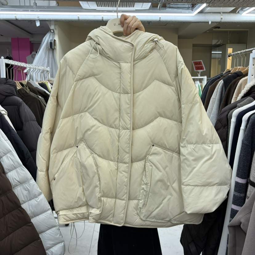 WMSTORY/SIMPLE PARK東大門代購26秋冬波浪鵝絨短款羽絨服可調WMSTORY/SIMPLE PARK短款羽絨服