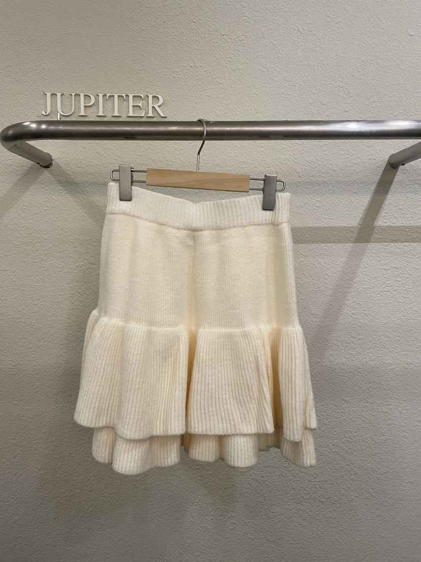 JUPITER東大門實拍26秋冬針織荷葉邊半裙半身裙中短裙荷葉邊針JUPITER半身裙/中短裙