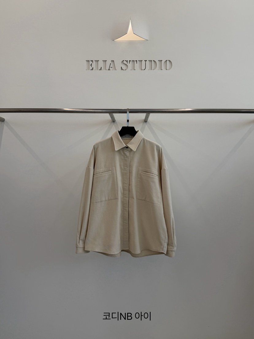 ELIA STUDIO東大門實拍26秋冬落肩襯衫外套蕾絲衫落肩ELIA STUDIO襯衫/蕾絲衫