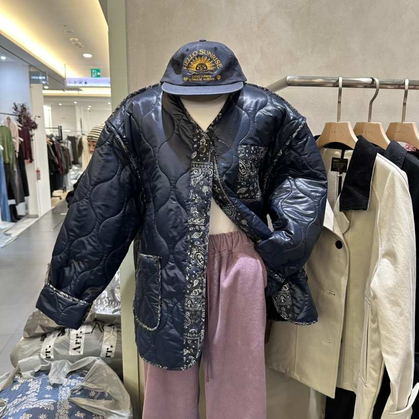 DELI JENNY東大門實拍26秋冬絎縫腰果花拼接夾克口袋落肩寬松DELI JENNY夾克