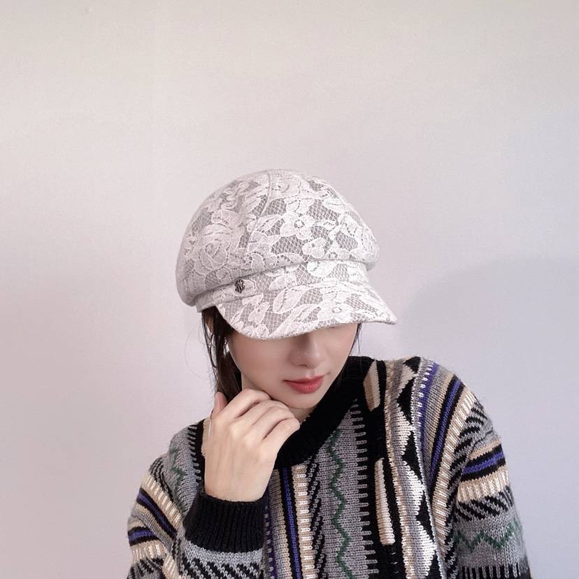 LOVELY HAT韓國直郵26秋冬蕾絲鴨嘴帽 精致甜美風帽子可調節蕾LOVELY HAT帽子