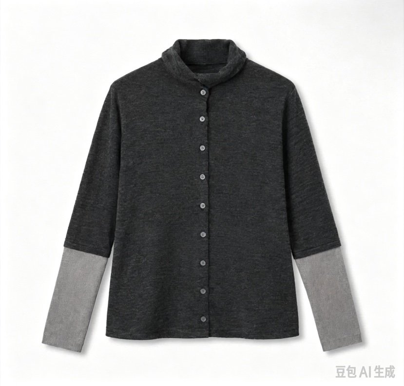 A.b/AUTUMN BEIGE韓國直郵26秋冬拼色針織開衫單排扣高領撞色A.b/AUTUMN BEIGE開衫