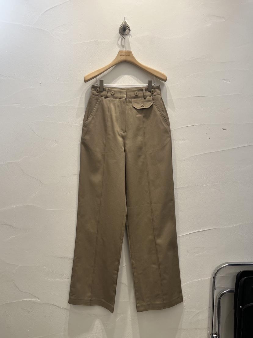 BROWN PAPER東大門代購26秋冬高腰闊腿休閑褲高腰紐扣棉BROWN PAPER休閑褲