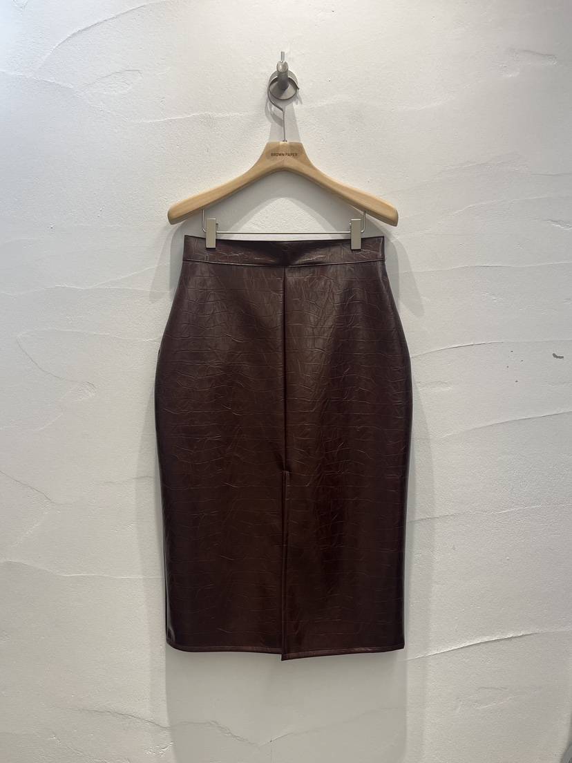 BROWN PAPER東大門實拍26秋冬鱷魚紋皮半身裙中短裙修身高腰開BROWN PAPER半身裙/中短裙