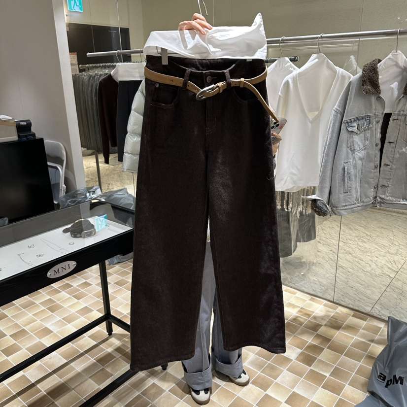 MYNAMEIS/AIME HOPE MAKE東大門代購26秋冬磨毛水洗闊腿休閑褲MYNAMEIS/AIME HOPE MAKE休閑褲