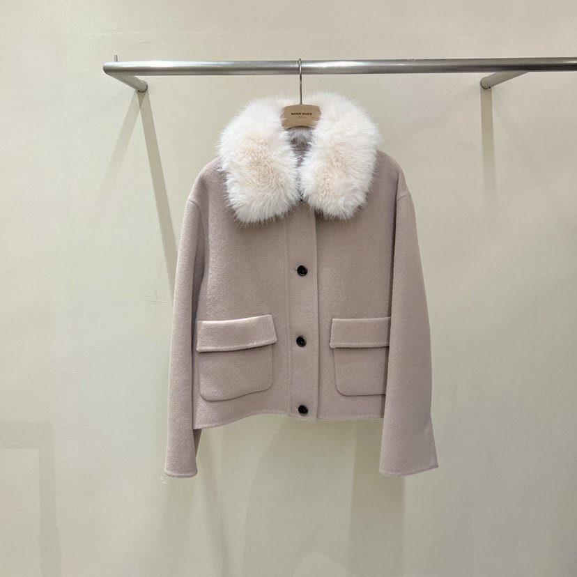 MARIE MARIE東大門代購26秋冬毛領短款夾克可拆卸毛領手工制作MARIE MARIE夾克