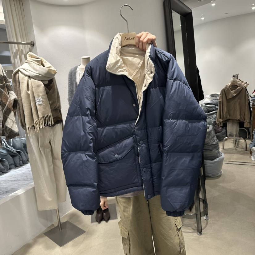 Acker韓國直郵26秋冬立領短款鵝絨羽絨服短款羽絨服兩面穿鵝絨Acker短款羽絨服