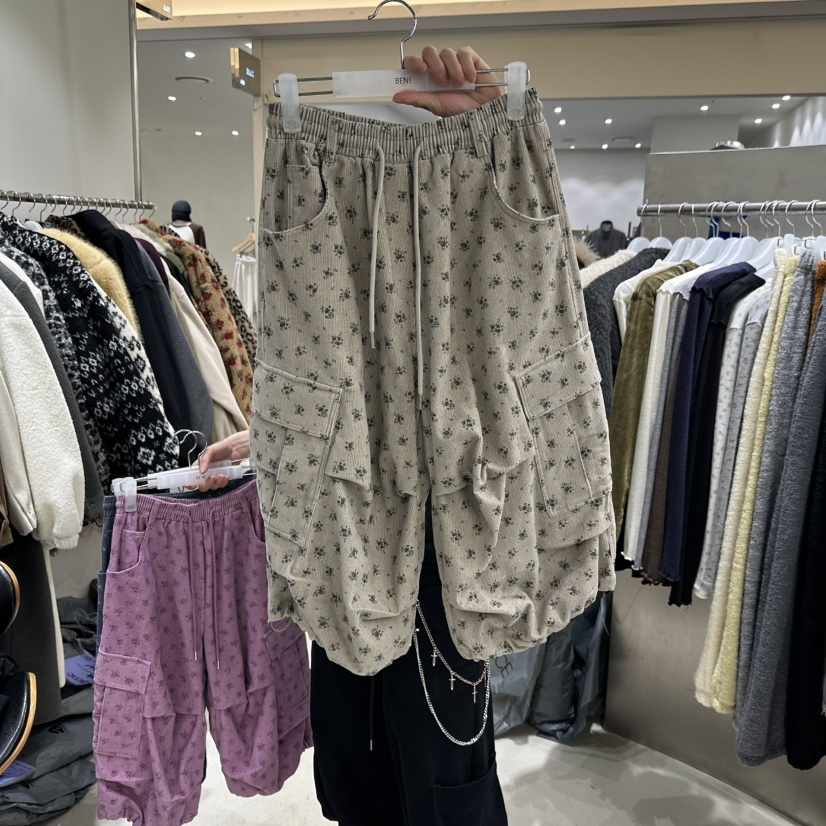 SHOP BENE_Bene東大門代購26秋冬碎花工裝抽繩短褲口袋工裝抽SHOP BENE_Bene短褲