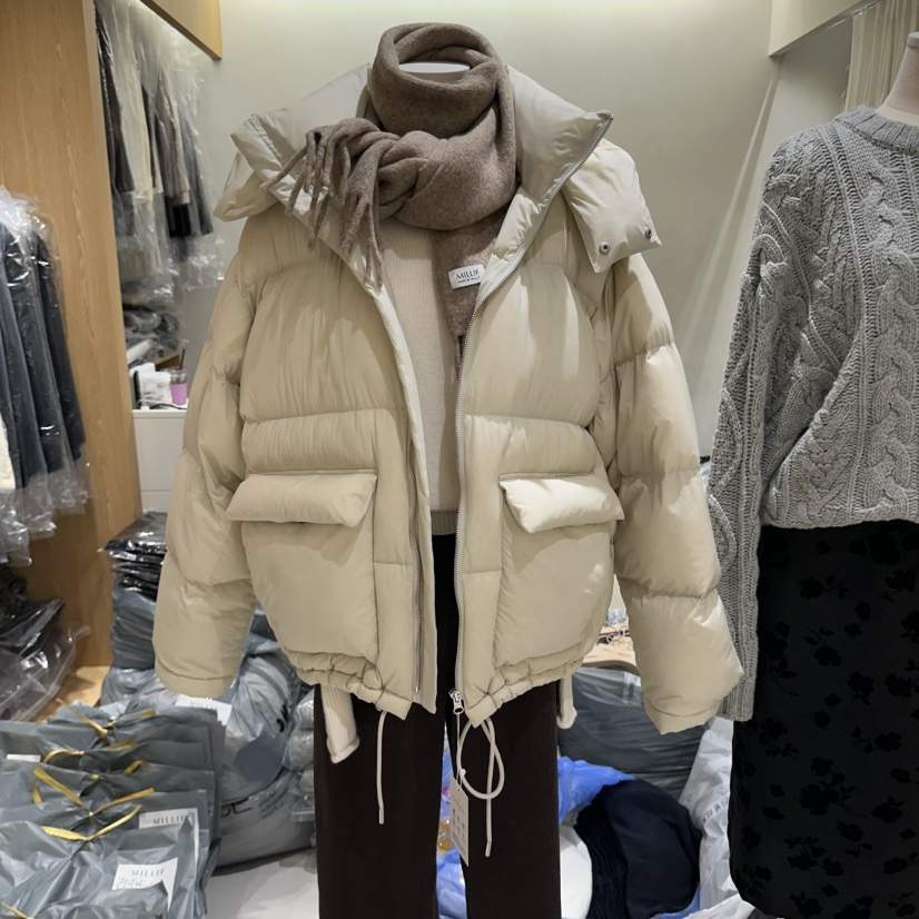 MILLIF東大門代購26秋冬短款立領連帽羽絨服短款羽絨服立領羽MILLIF短款羽絨服
