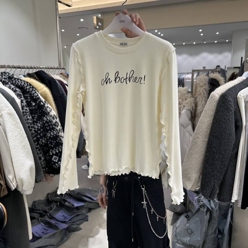 SHOP BENE_Bene東大門實拍26秋冬木耳邊圓領長袖T恤木耳邊圓領SHOP BENE_Bene長袖T恤
