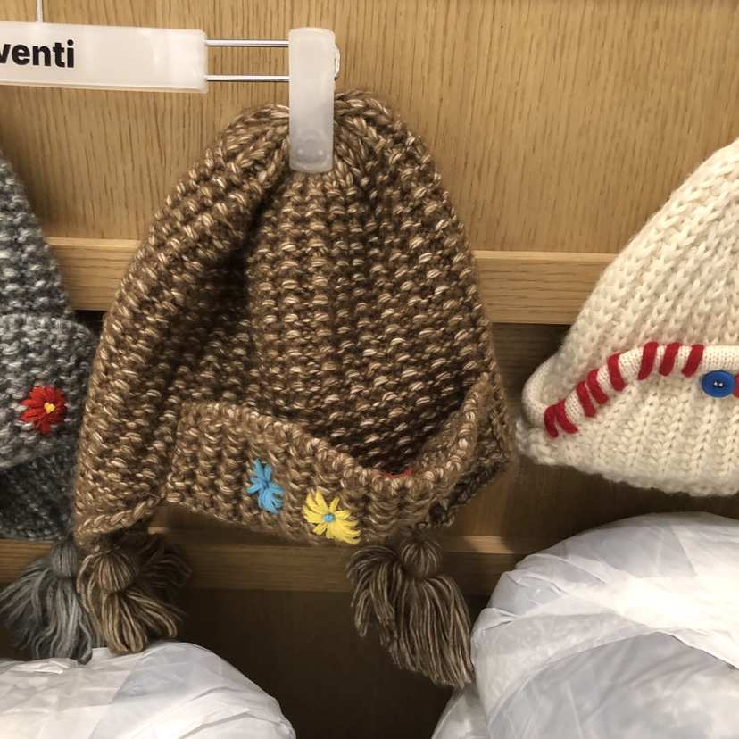 VENTI韓國代購26秋冬手工花飾針織流蘇帽帽子小花刺繡流蘇VENTI帽子