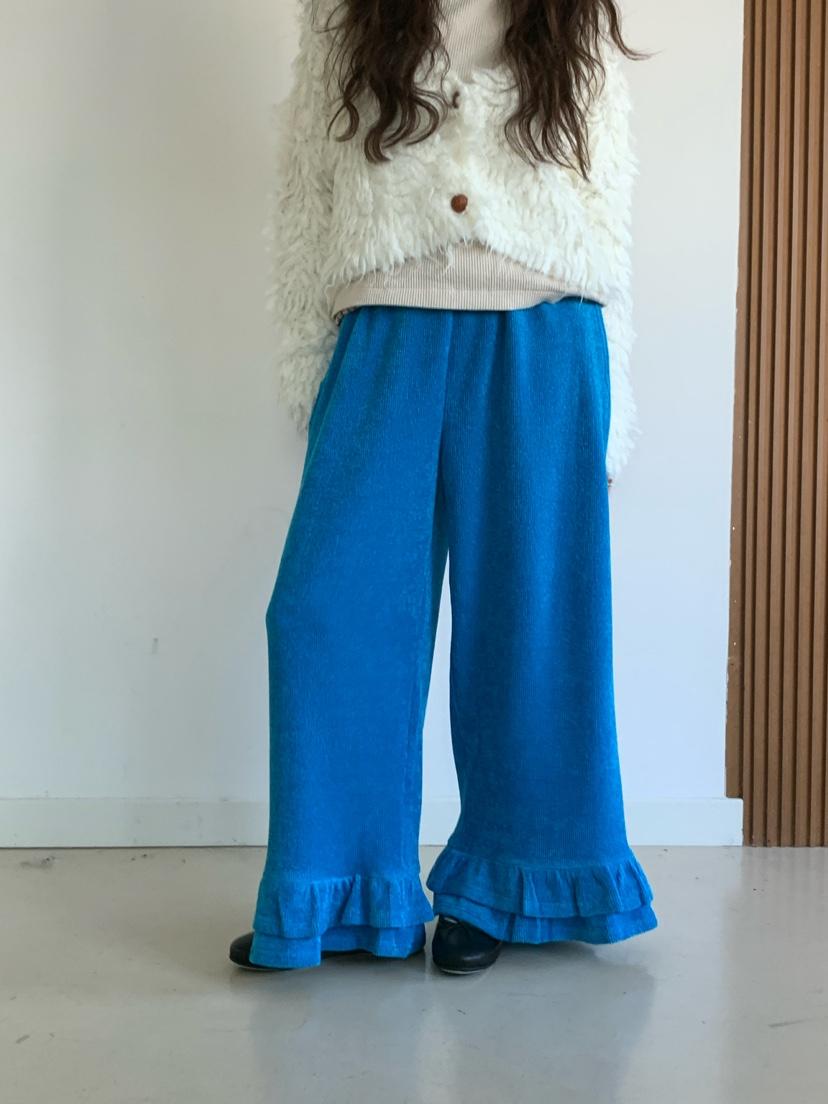 Maison de glory韓國代購26秋冬闊腿燈芯絨休閑褲 雙層荷葉邊Maison de glory休閑褲