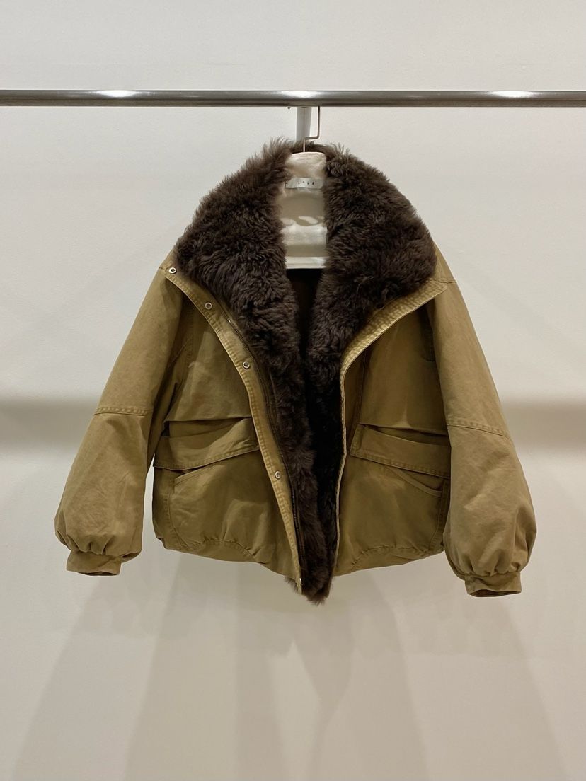 1968/YEOUYA韓國代購26秋冬毛領短款羽絨短款羽絨服羊毛口袋羽1968/YEOUYA短款羽絨服