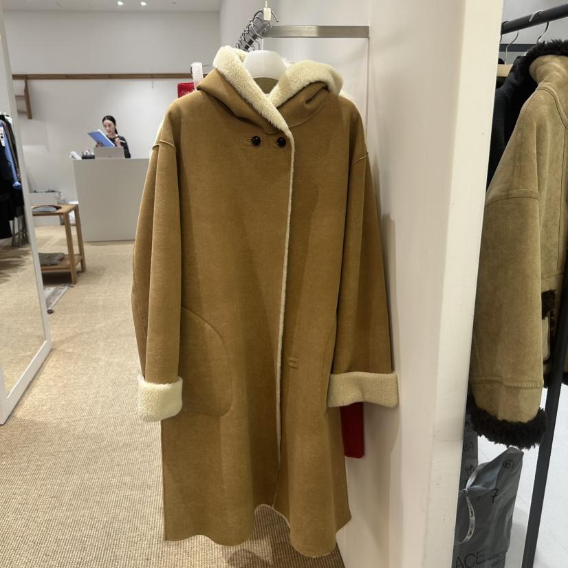 SHOP_WE ARE韓國代購26秋冬連帽毛絨中長大衣中長款大衣口袋毛SHOP_WE ARE中長款大衣