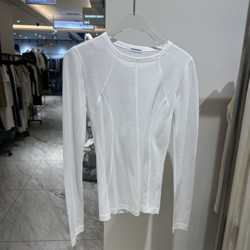 TOPDRESSING東大門實拍26秋冬修身透視剪裁T恤長袖T恤修身透視TOPDRESSING長袖T恤