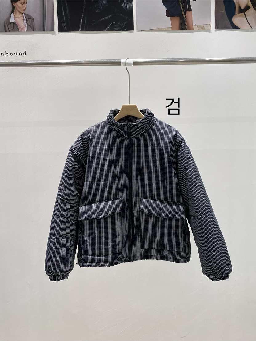 UNBOUND東大門實拍26秋冬短款格紋羽絨外套短款羽絨服拉鏈開合UNBOUND短款羽絨服